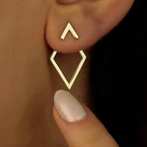 BRAND NEW -Pair of Women's Golden-Tone Geometric Earrings - Retro Bohemian Style